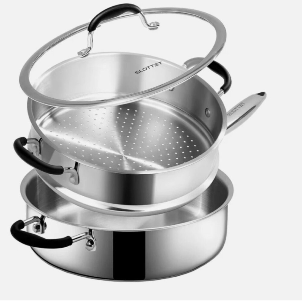 5 Qt Tri-Ply Stainless Steel Saute Pan Steamer Insert Lid 11.5 ( New w/Box)